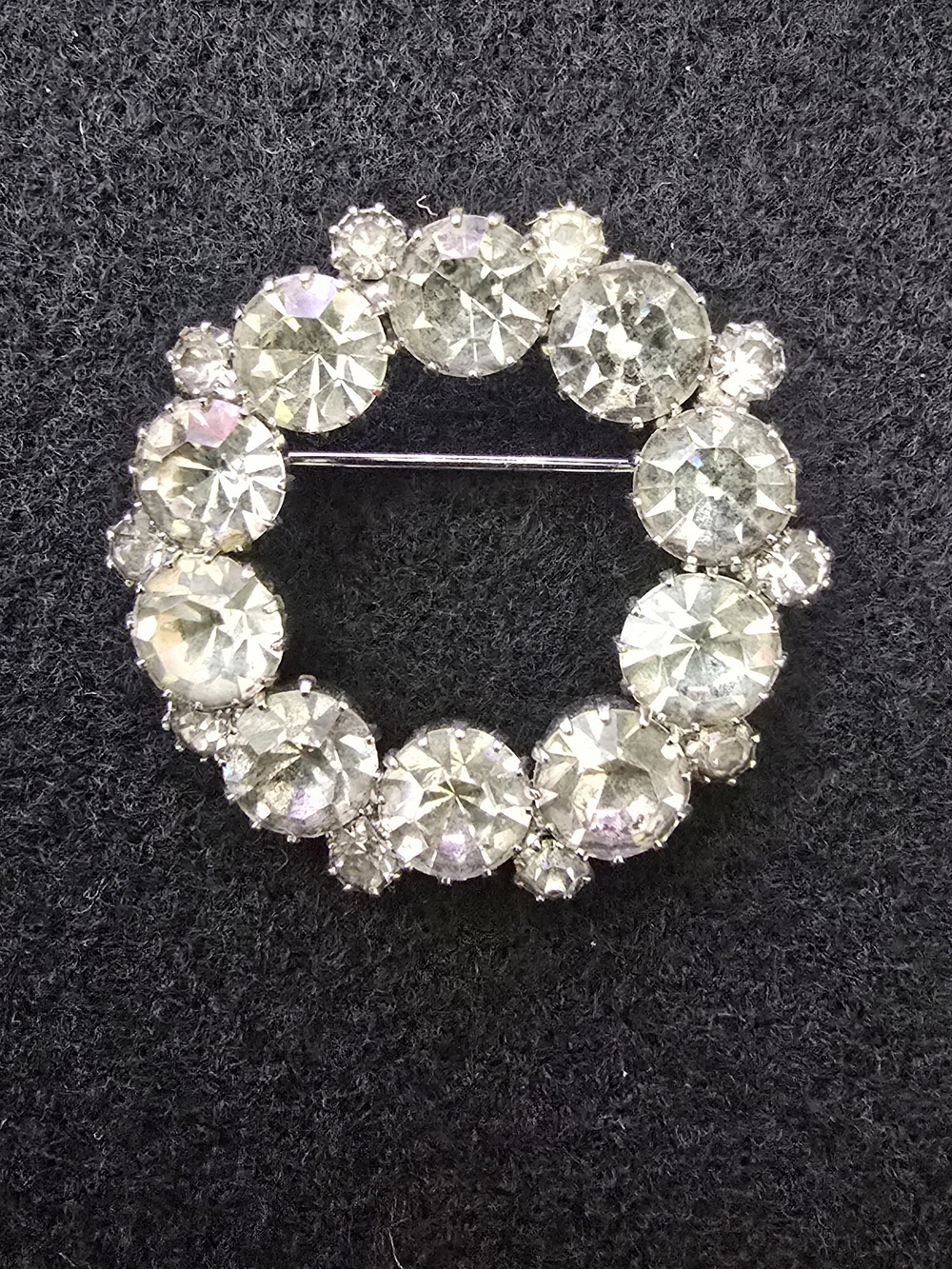 Crystal Circle Brooch - Clear Rhinestone Wreath